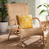bali & pari Madura Modern Bohemian Natural Brown Rattan Lounge Chair