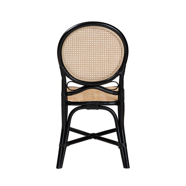 Baxton Studio bali Ayana Mid-Century Modern Rattan Dining Chair - Two-Tone Black & Natural Brown, Fully Assembled Ayana-Rattan-DC