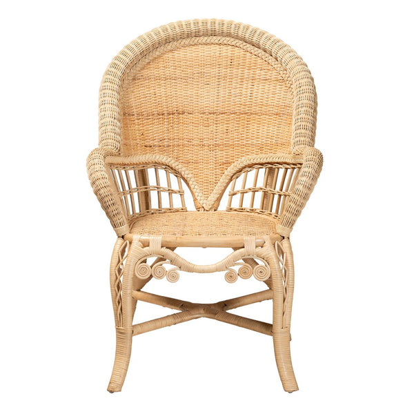 Baxton Studio bali Handcrafted Natural Rattan Accent Chair - Modern Bohemian Comfort with Sculptural Design Ratu-Rattan-AC