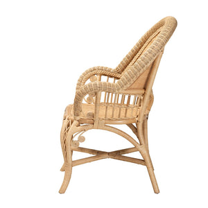 Baxton Studio bali Handcrafted Natural Rattan Accent Chair - Modern Bohemian Comfort with Sculptural Design Ratu-Rattan-AC