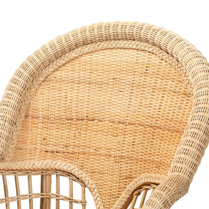 Baxton Studio bali Handcrafted Natural Rattan Accent Chair - Modern Bohemian Comfort with Sculptural Design Ratu-Rattan-AC