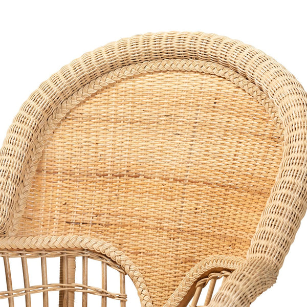 Baxton Studio bali Handcrafted Natural Rattan Accent Chair - Modern Bohemian Comfort with Sculptural Design Ratu-Rattan-AC