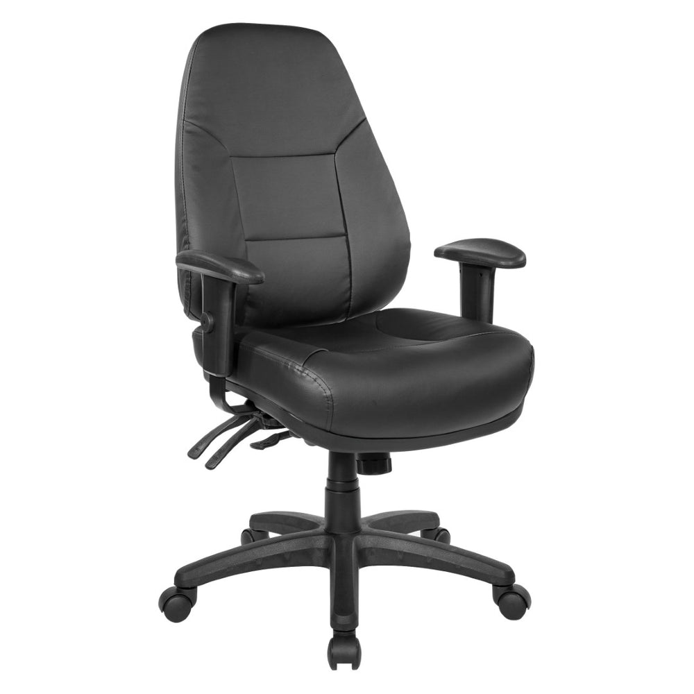 OSP Home Furnishings Deluxe Ergonomic Pu Leather Office Chair with Lumbar Support and Multi Tilt Control EC4350-R107