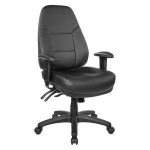 OSP Home Furnishings Deluxe Ergonomic Pu Leather Office Chair with Lumbar Support and Multi Tilt Control EC4350-R107
