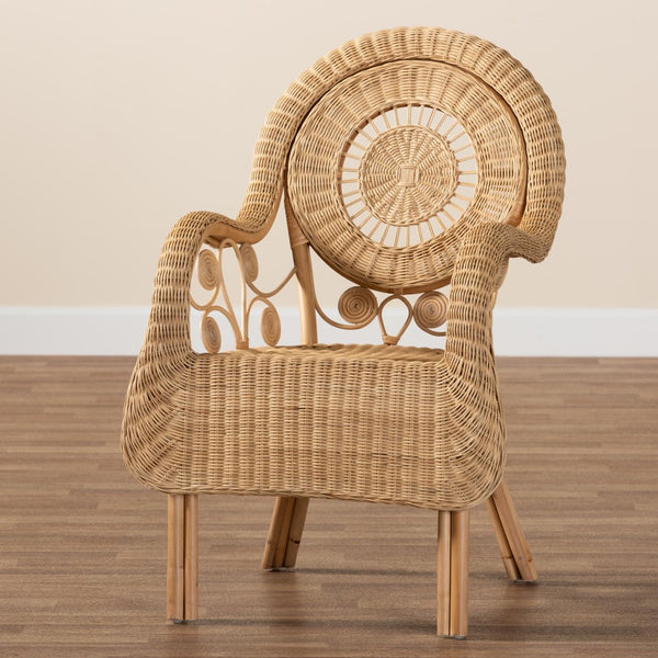 Baxton Studio bali Bali Putri Modern Bohemian Natural Rattan Arm Chair – Handcrafted Comfort for Your Living Space Putri-Rattan-AC