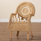 Baxton Studio Putri Modern Bohemian Natural Rattan Arm Chair