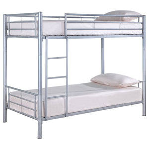 English Elm Marin Sleek Twin over Twin Bunk Bed in Industrial Silver or Black Metal — Durable, Space-Saving Design B062P340736