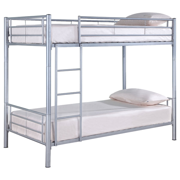 English Elm Marin Sleek Twin over Twin Bunk Bed in Industrial Silver or Black Metal — Durable, Space-Saving Design B062P340736