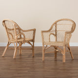 Baxton Studio Zara Modern Bohemian Natural Rattan 2-Piece Accent Chair Set