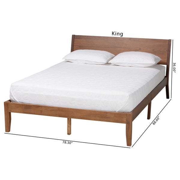 Baxton Studio Baxton Studio Salvatore Modern Walnut Queen Platform Bed with Wingback Headboard & Sleek Design SW8521-Walnut-Queen