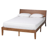 Baxton Studio Salvatore Mid-Century Modern Walnut Brown Finished Wood King Size Platform Bed