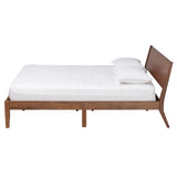 Baxton Studio Salvatore Mid-Century Modern Walnut Brown Finished Wood King Size Platform Bed