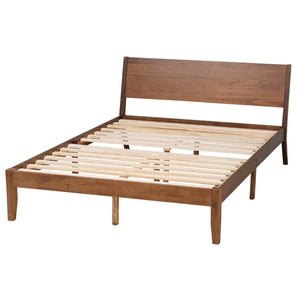 Baxton Studio Baxton Studio Salvatore Modern Walnut Queen Platform Bed with Wingback Headboard & Sleek Design SW8521-Walnut-Queen