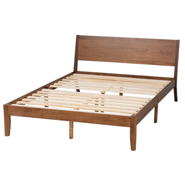 Baxton Studio Baxton Studio Salvatore Modern Walnut Queen Platform Bed with Wingback Headboard & Sleek Design SW8521-Walnut-Queen