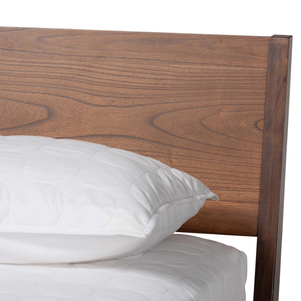 Baxton Studio Baxton Studio Salvatore Modern Walnut Queen Platform Bed with Wingback Headboard & Sleek Design SW8521-Walnut-Queen