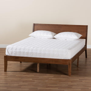 Baxton Studio Baxton Studio Salvatore Modern Walnut Queen Platform Bed with Wingback Headboard & Sleek Design SW8521-Walnut-Queen
