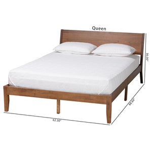 Baxton Studio Baxton Studio Salvatore Modern Walnut Queen Platform Bed with Wingback Headboard & Sleek Design SW8521-Walnut-Queen