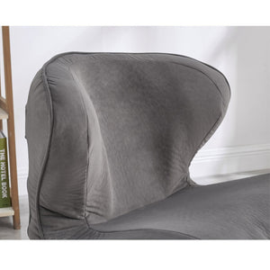 English Elm Ergonomic Floor Chair Velvet Upholstered Lumbar Support Seat for Reading Nook or Lounge Gray W1097P462003