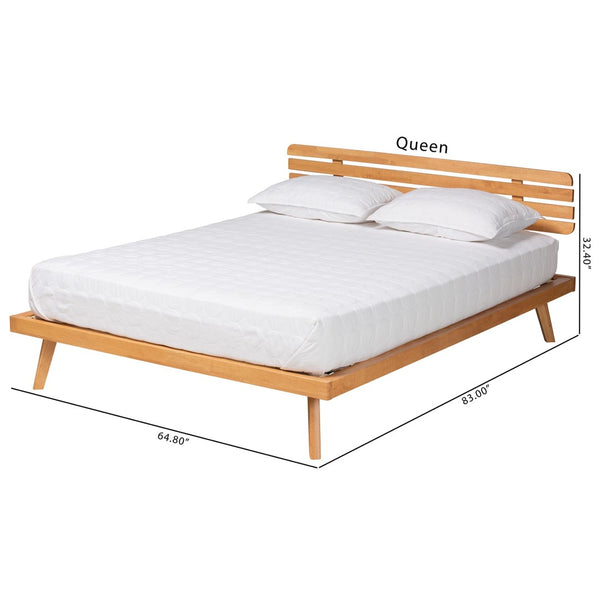 Baxton Studio Baxton Studio Joaquin Japandi Rustic Brown Queen Platform Bed with Slatted Headboard & Storage SW8523-Rustic Brown-Queen