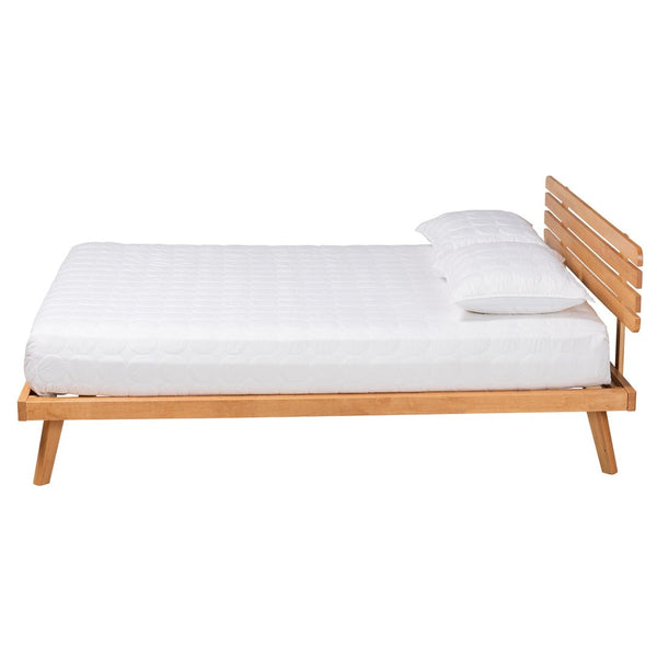 Baxton Studio Baxton Studio Joaquin Japandi Rustic Brown Queen Platform Bed with Slatted Headboard & Storage SW8523-Rustic Brown-Queen