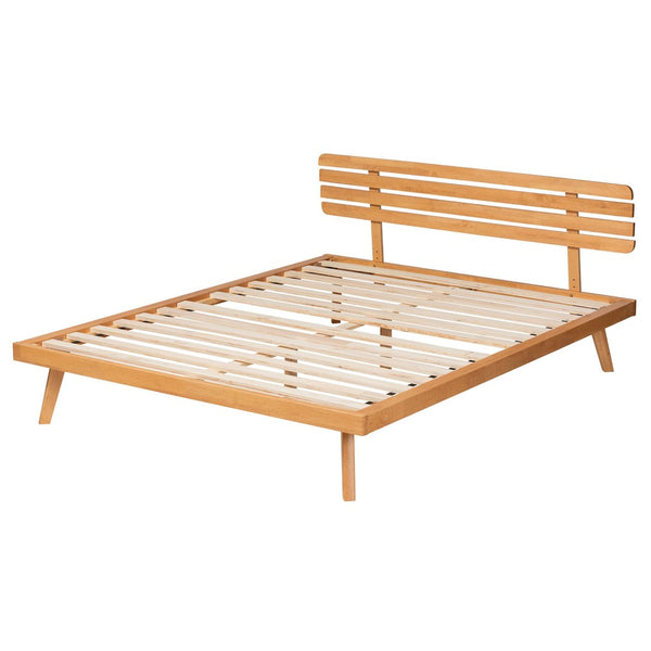 Baxton Studio Baxton Studio Joaquin Japandi Rustic Brown Queen Platform Bed with Slatted Headboard & Storage SW8523-Rustic Brown-Queen