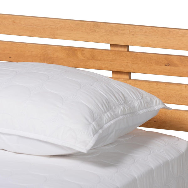 Baxton Studio Baxton Studio Joaquin Japandi Rustic Brown Queen Platform Bed with Slatted Headboard & Storage SW8523-Rustic Brown-Queen