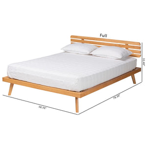 Baxton Studio Baxton Studio Joaquin Japandi Rustic Brown Queen Platform Bed with Slatted Headboard & Storage SW8523-Rustic Brown-Queen