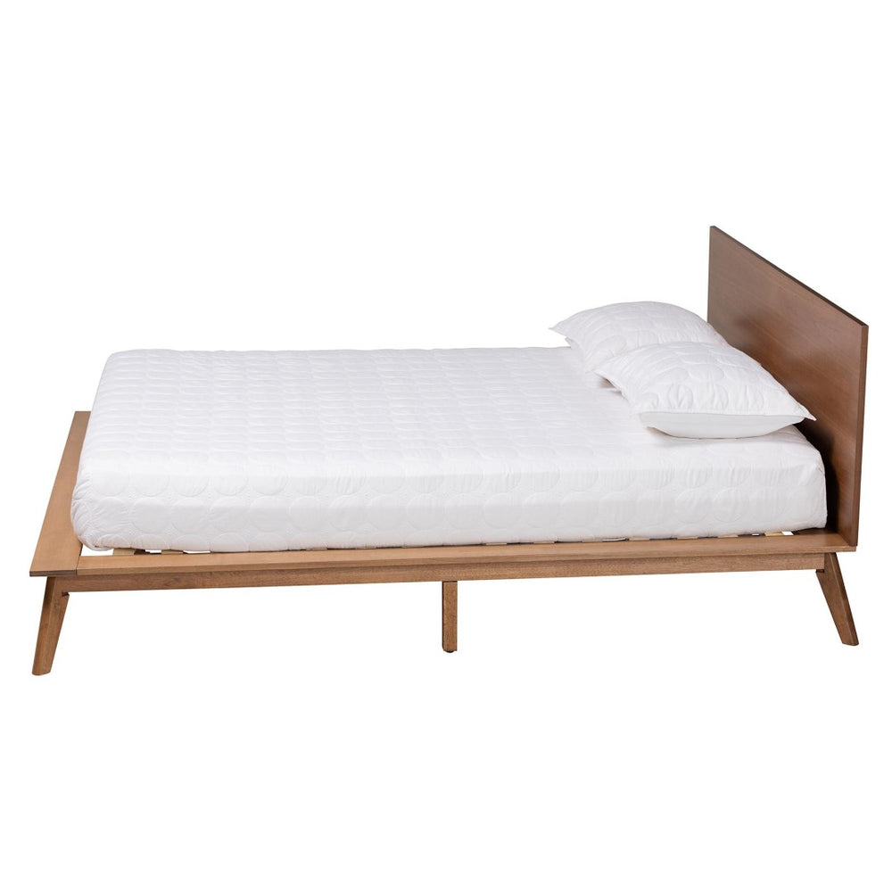 Baxton Studio Baxton Studio Wheatley Queen Size Platform Bed - Mid-Century Modern Walnut Finish with Comfort Design SW8519-Walnut-M17-Queen