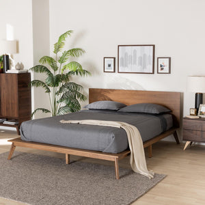 Baxton Studio Baxton Studio Wheatley Queen Size Platform Bed - Mid-Century Modern Walnut Finish with Comfort Design SW8519-Walnut-M17-Queen