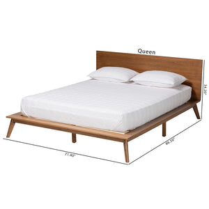 Baxton Studio Baxton Studio Wheatley Queen Size Platform Bed - Mid-Century Modern Walnut Finish with Comfort Design SW8519-Walnut-M17-Queen