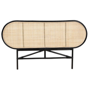 Baxton Studio bali Reegan Modern Bohemian Rattan Queen Headboard - Unique Two-Tone Design for Serene Bedrooms WS030-Rattan-Black/Natural-HB-Queen