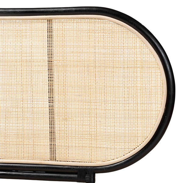 Baxton Studio bali Reegan Modern Bohemian Rattan Queen Headboard - Unique Two-Tone Design for Serene Bedrooms WS030-Rattan-Black/Natural-HB-Queen
