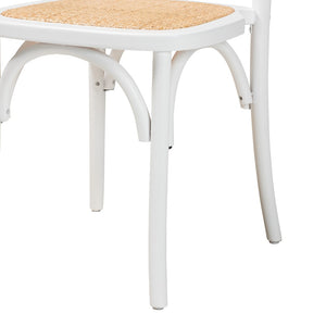 Baxton Studio Baxton Studio Neah Japandi Dining Chair Set - 2 Stackable Beech Wood Chairs with Rattan Seat Pads B29-White-Beechwood/Rattan-DC