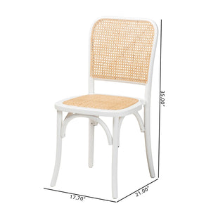 Baxton Studio Baxton Studio Neah Japandi Dining Chair Set - 2 Stackable Beech Wood Chairs with Rattan Seat Pads B29-White-Beechwood/Rattan-DC