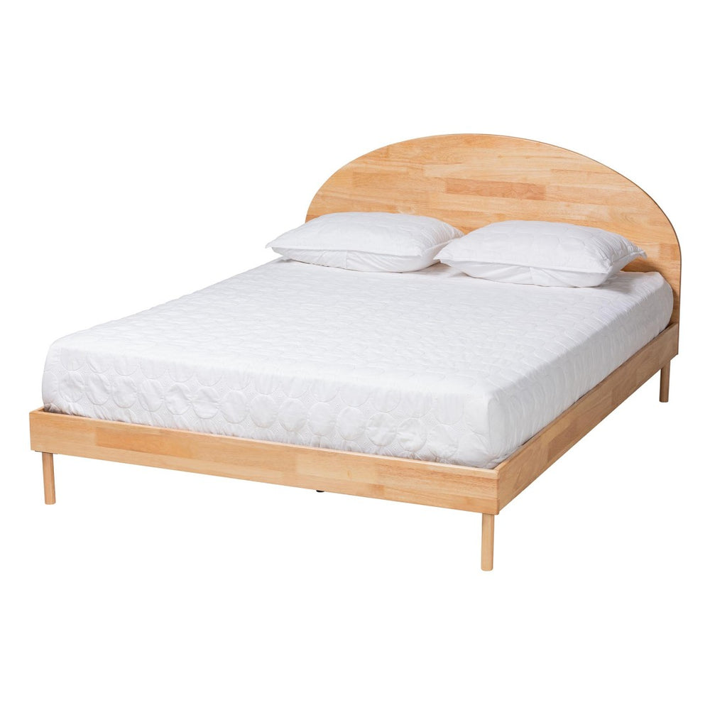 Baxton Studio Baxton Studio Denton Queen Size Platform Bed - Japandi Style with Natural Brown Wood Finish & Comfort BBT61137-A2 Natural Wood-Queen Bed