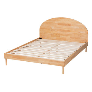 Baxton Studio Baxton Studio Denton Queen Size Platform Bed - Japandi Style with Natural Brown Wood Finish & Comfort BBT61137-A2 Natural Wood-Queen Bed