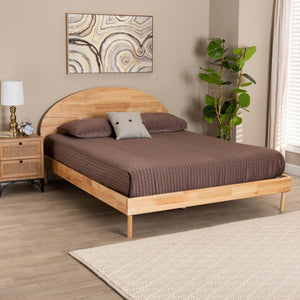 Baxton Studio Baxton Studio Denton Queen Size Platform Bed - Japandi Style with Natural Brown Wood Finish & Comfort BBT61137-A2 Natural Wood-Queen Bed