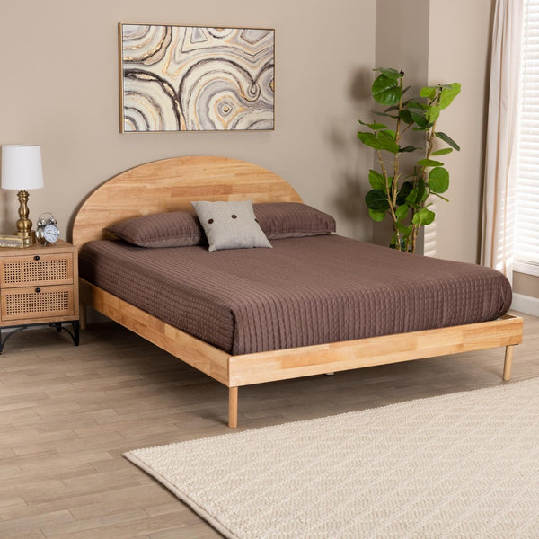 Baxton Studio Baxton Studio Denton Queen Size Platform Bed - Japandi Style with Natural Brown Wood Finish & Comfort BBT61137-A2 Natural Wood-Queen Bed