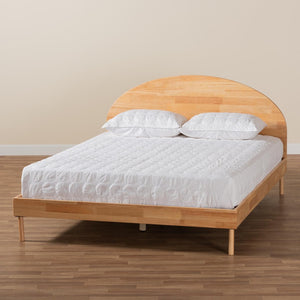 Baxton Studio Baxton Studio Denton Queen Size Platform Bed - Japandi Style with Natural Brown Wood Finish & Comfort BBT61137-A2 Natural Wood-Queen Bed