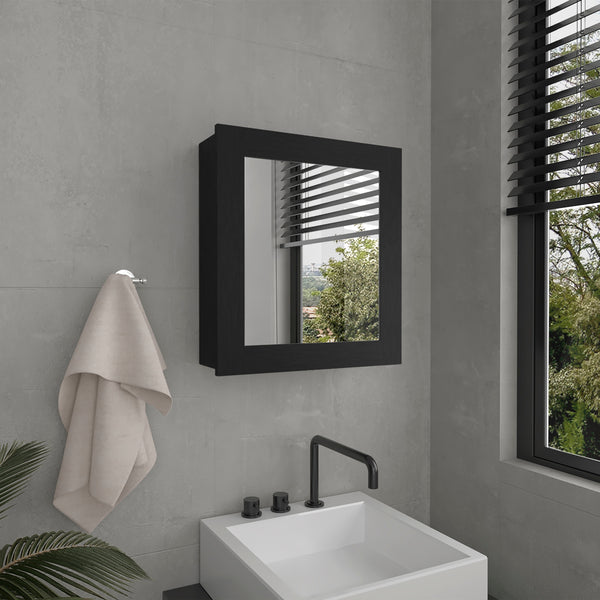 English Elm Luma Mirrored Medicine Cabinet 18.6" W x 5.7" D x 20.5" H Wall Organizer with Two Shelves, Sleek Durable Design Black 24.9 L x 20.1 W x 4 H B070P234355