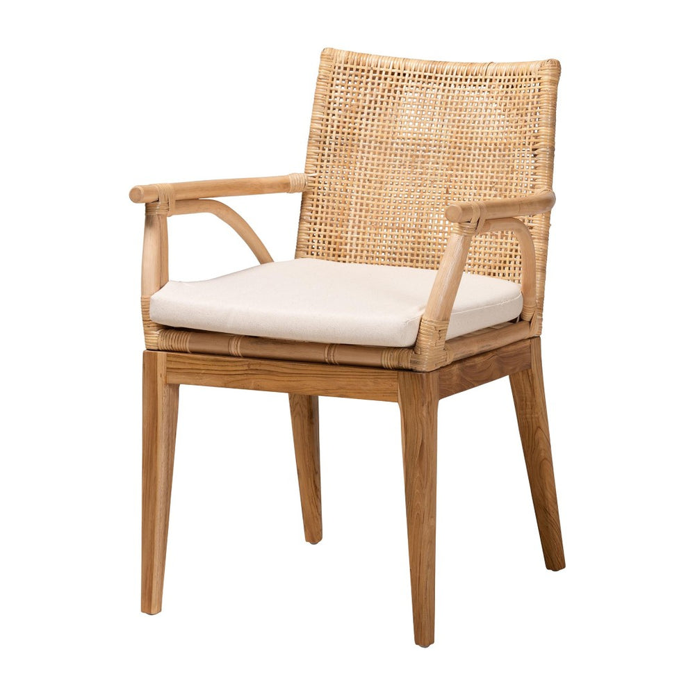 Baxton Studio bali Storsel Modern Bohemian Teak Wood and Rattan Dining Chair - Handcrafted Comfort & Style Storsel-Rattan-DC