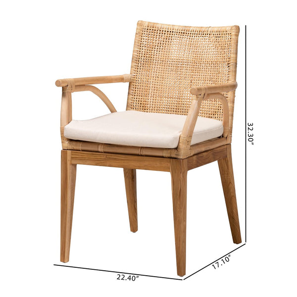 Baxton Studio bali Storsel Modern Bohemian Teak Wood and Rattan Dining Chair - Handcrafted Comfort & Style Storsel-Rattan-DC