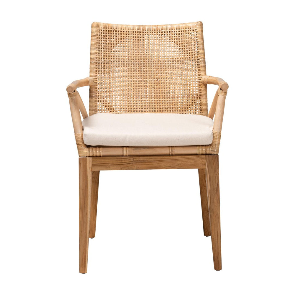 Baxton Studio bali Storsel Modern Bohemian Teak Wood and Rattan Dining Chair - Handcrafted Comfort & Style Storsel-Rattan-DC