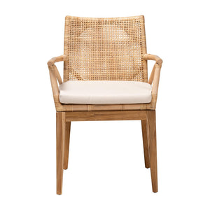Baxton Studio bali Storsel Modern Bohemian Teak Wood and Rattan Dining Chair - Handcrafted Comfort & Style Storsel-Rattan-DC