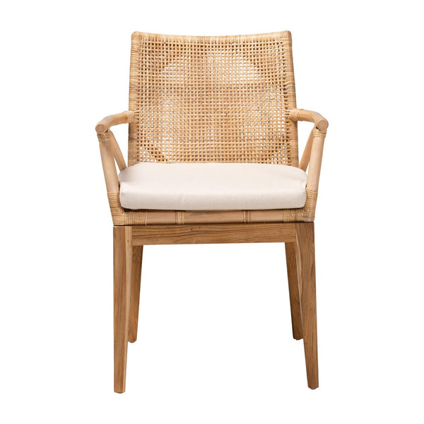 Baxton Studio bali Storsel Modern Bohemian Teak Wood and Rattan Dining Chair - Handcrafted Comfort & Style Storsel-Rattan-DC