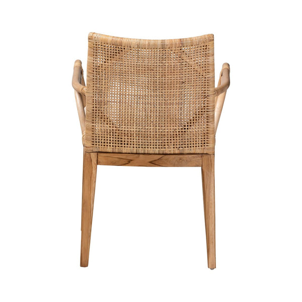 Baxton Studio bali Storsel Modern Bohemian Teak Wood and Rattan Dining Chair - Handcrafted Comfort & Style Storsel-Rattan-DC