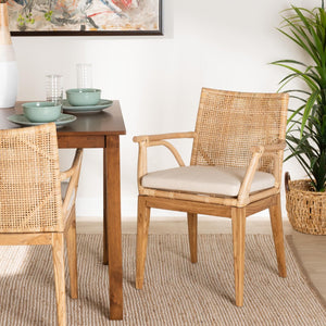 Baxton Studio bali Storsel Modern Bohemian Teak Wood and Rattan Dining Chair - Handcrafted Comfort & Style Storsel-Rattan-DC