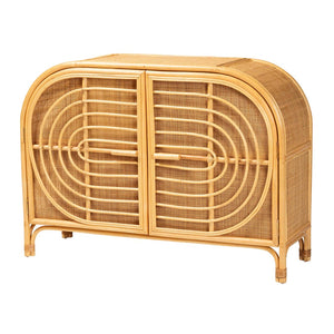 Baxton Studio bali Ovalet Modern Bohemian Rattan Sideboard - Handcrafted 2-Door Cabinet for Stylish Storage Solutions Ovalet-Rattan-Cabinet