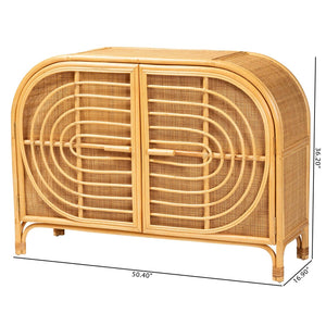 Baxton Studio bali Ovalet Modern Bohemian Rattan Sideboard - Handcrafted 2-Door Cabinet for Stylish Storage Solutions Ovalet-Rattan-Cabinet