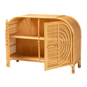 Baxton Studio bali Ovalet Modern Bohemian Rattan Sideboard - Handcrafted 2-Door Cabinet for Stylish Storage Solutions Ovalet-Rattan-Cabinet